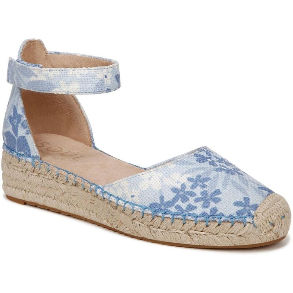 SOUL Naturalizer Blue Floral Espadrille Ankle-Strap Flat